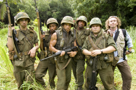 Jay Baruchel, Brandon T. Jackson, Ben Stiller, Robert Downey Jr., Jack Black, and Steve Coogan in Tropic Thunder