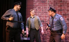 John Antonin Dieter, Andy Sederquist, and David Miller in Urinetown