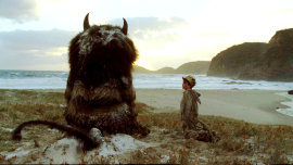 Carol (voiced by James Gandolfini) and Max Records in Where the Wild Things Are