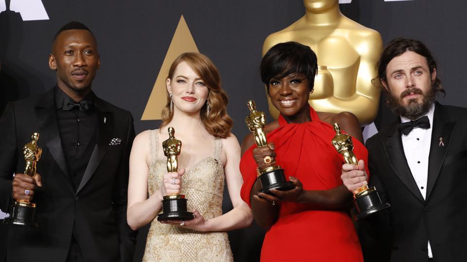 Best Supporting Actor Mahershala Ali, Best Actress Emma Stone, Best Supporting Actress Viola Davis, and Best Actor Casey Affleck Best Supporting Actor Mahershala Ali, Best Actress Emma Stone, Best Supporting Actress Viola Davis, and Best Actor Casey Affleck