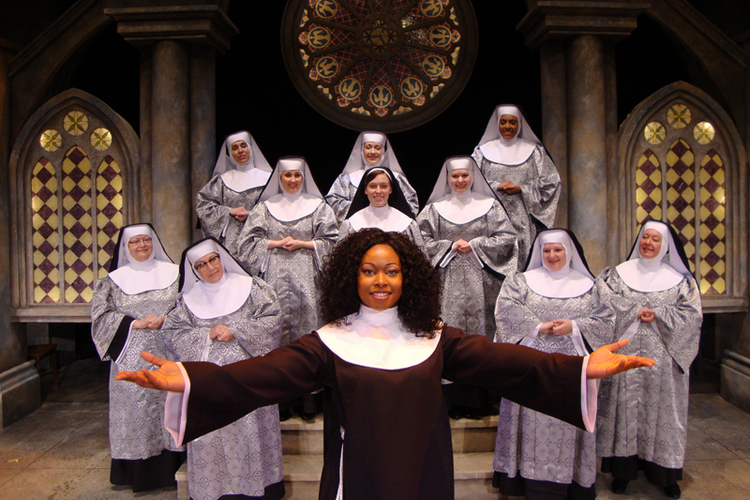 Antoinette Holman and ensemble members in Sister Act @ Circa '21 Dinner Playhouse