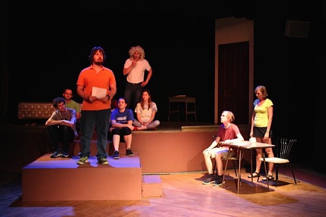 Beau Gusaas, Craig Cohoon, Josh Weilenga, Mary Dammad, Jordan Smith, Jo Vasquez, Austin Winters, and Alexa Florence in This Side Up @ New Ground Theatre