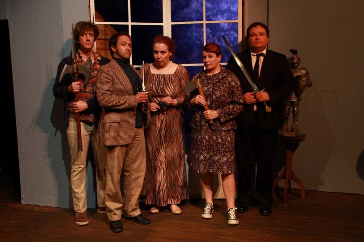 Adam Cerny, Jason Platt, Pamela Briggs, Nancy Teerlinck, and Jason Dlouhy in Deathtrap @ Playcrafters Barn Theatre