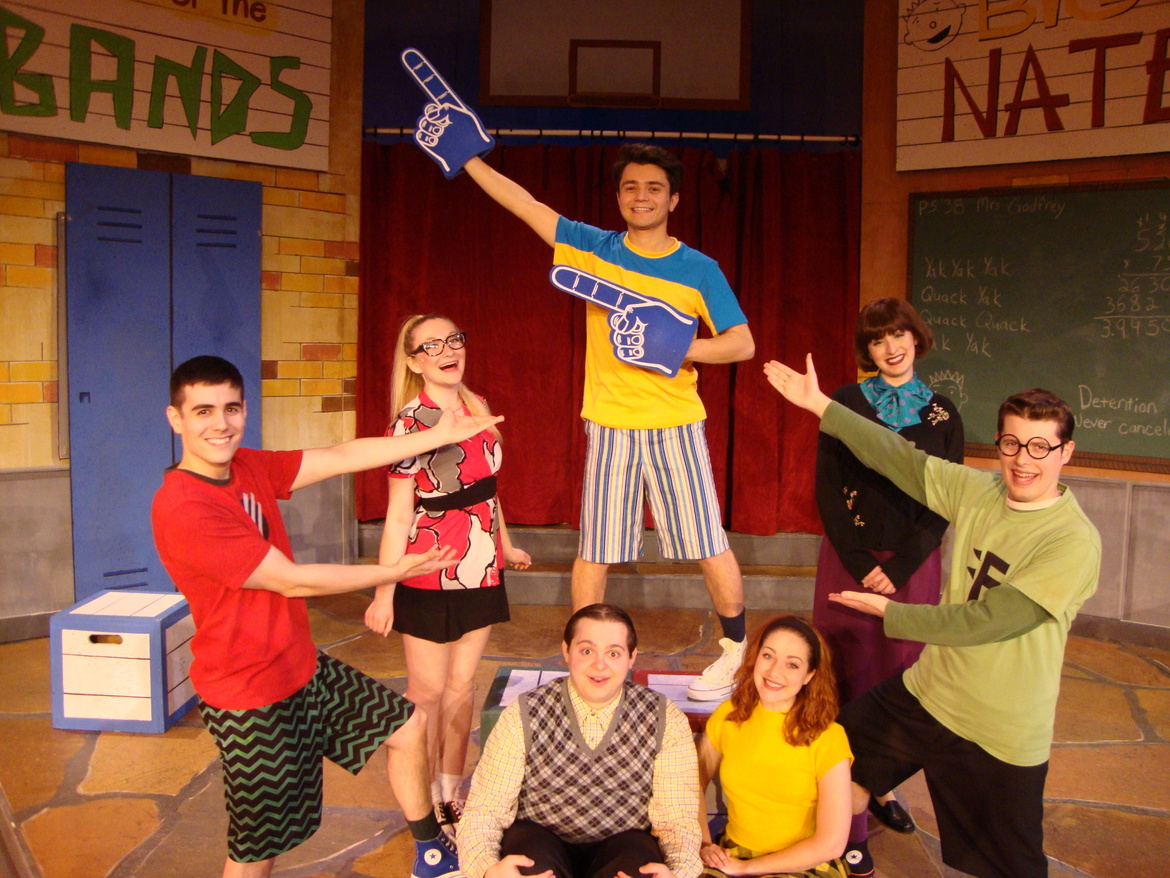 Chris Galván, Brooke Schelly, Nik Kmiecik, Brett Mutter, Erika Peckhardt, Anna Segatti, and Derrick Bertram in Big Nate: The Musical