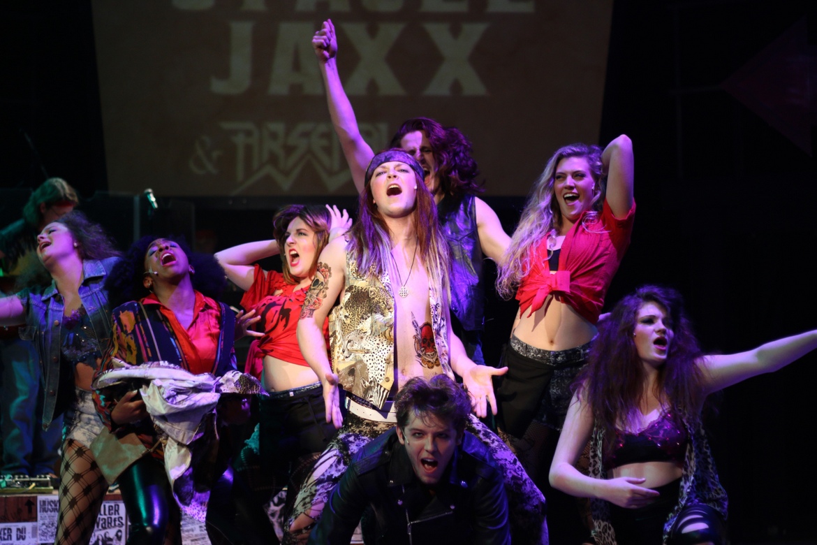 Kieran McCabe and the Rock of Ages cast
