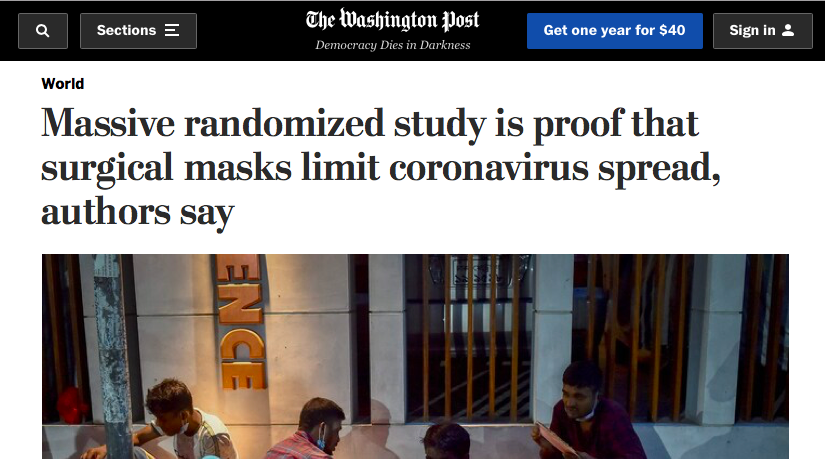 Massive randomized study is proof that surgical masks limit coronavirus spread, authors say