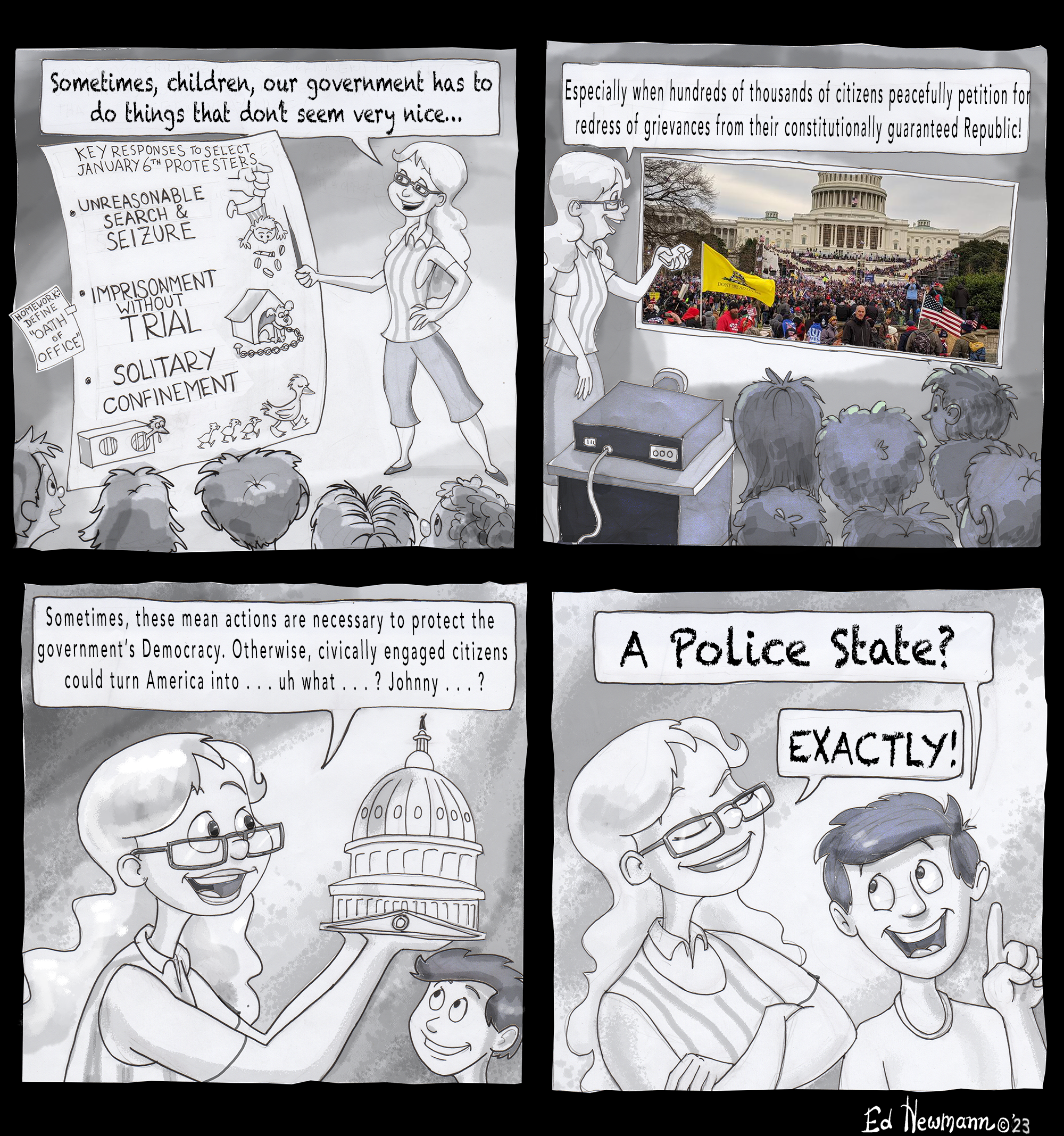 River Cities Reader January 2023 Ed Newman Cartoon Jan 6 Republic Democracy Police State.png