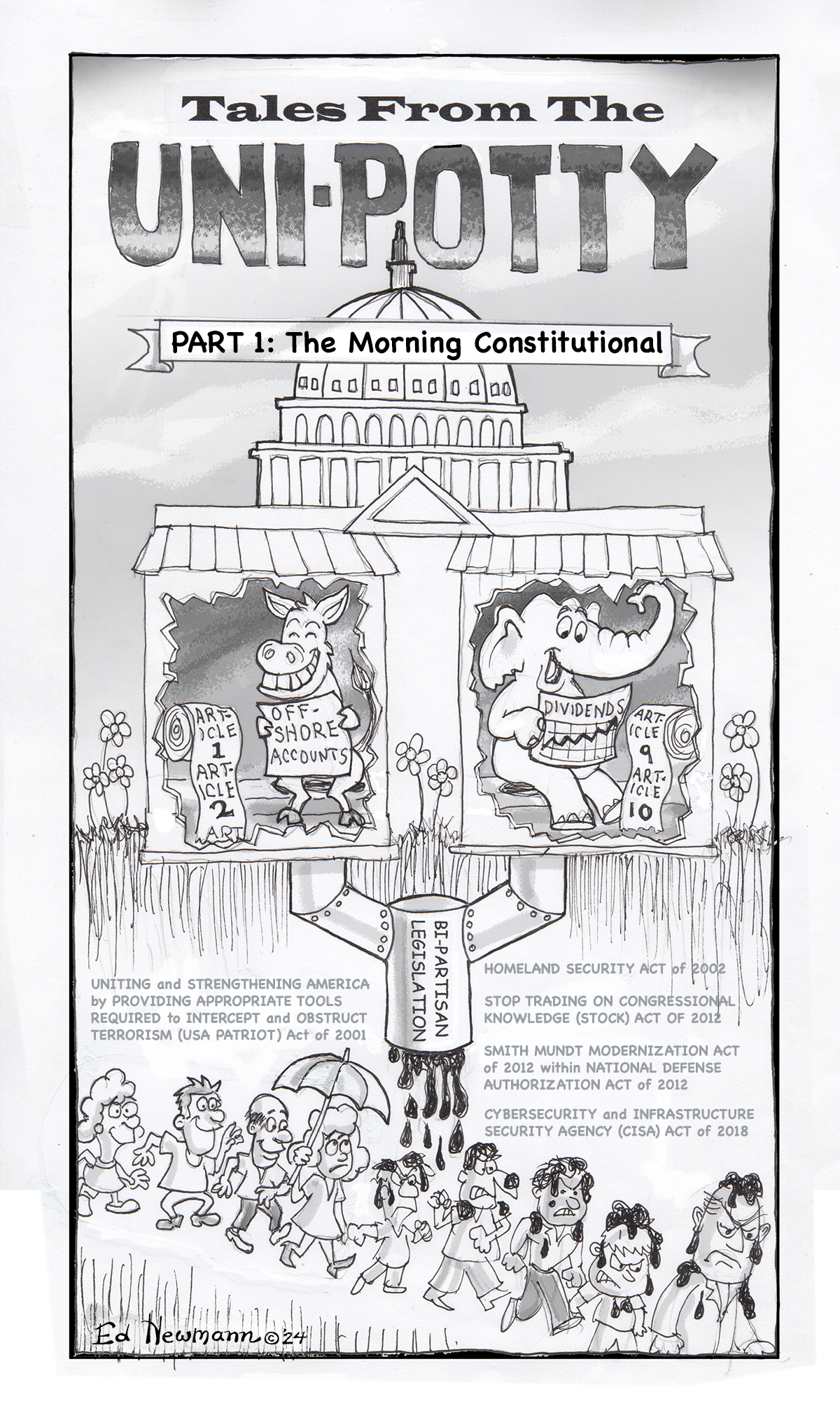 Tales from the Uni-Potty: The Morning Constitutional - Cartoon by Ed Newmann 