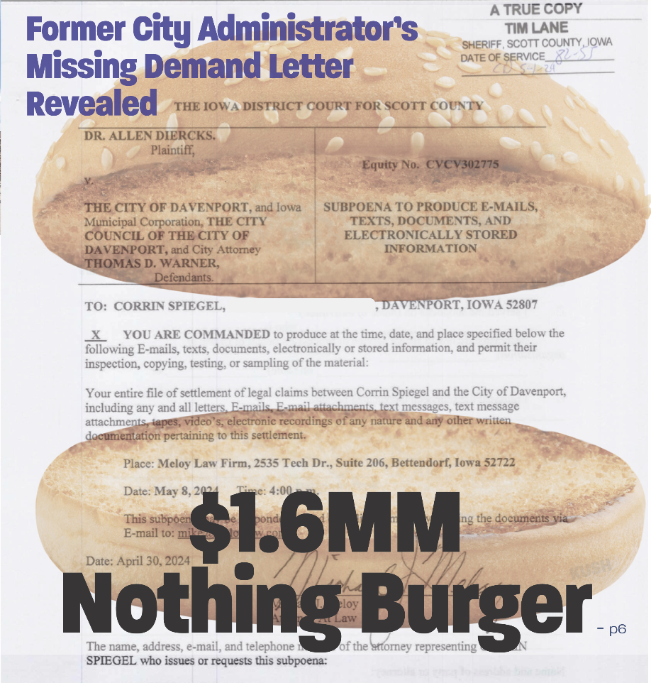 Former Davenport City Administrator's Missing Demand Letter Revealed: $1.6MM Nothing Burger