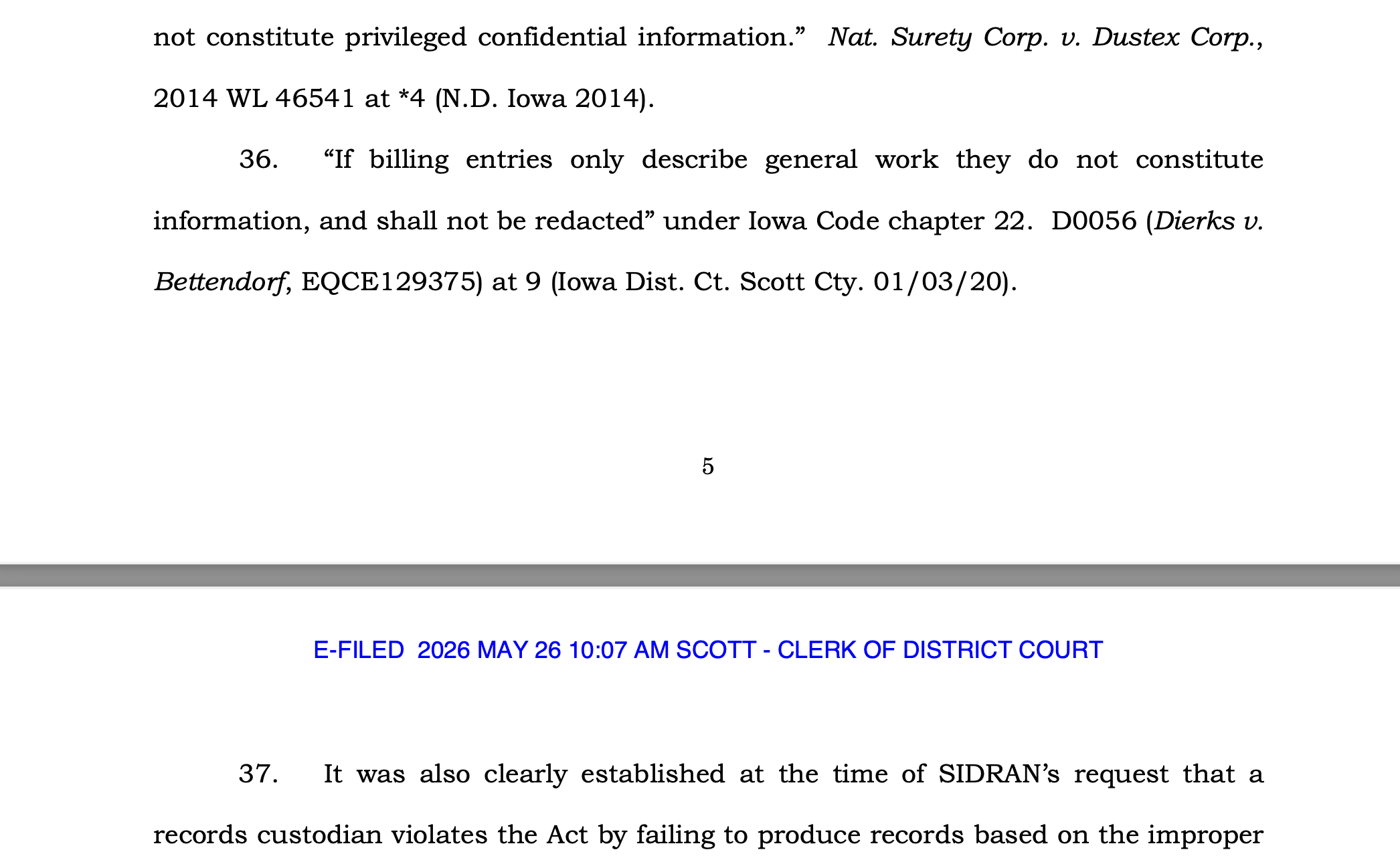 Ezra Sidran May 26.2026 Davenport Iowa Lawsuit Excerpt