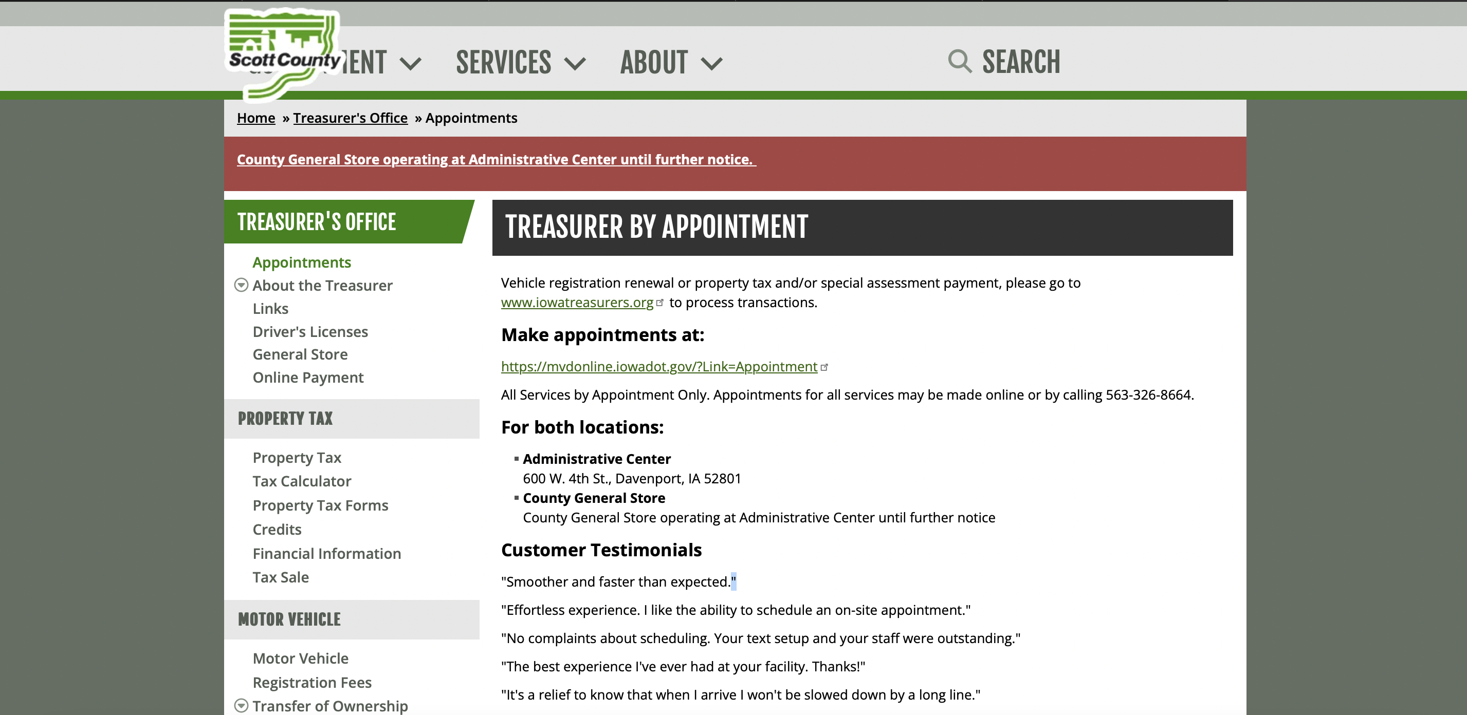 OCT 2026 Scott County Treasurer Office Webpage