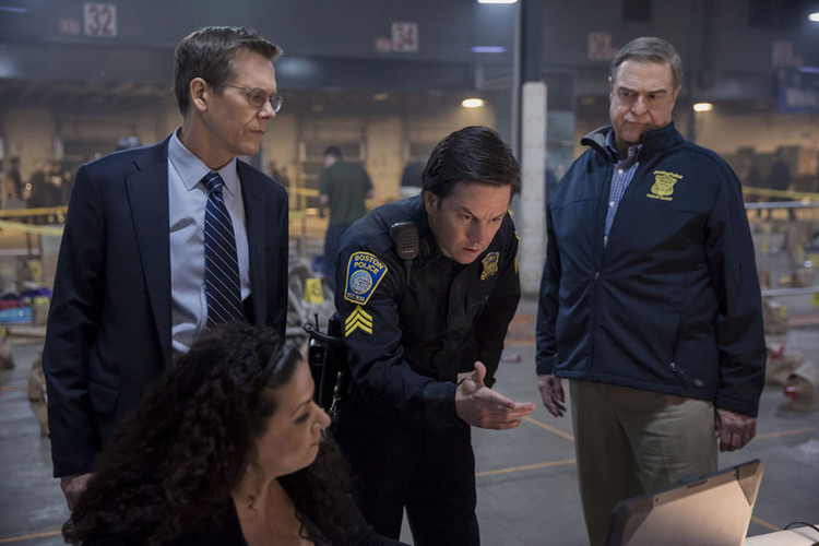 Kevin Bacon, Mark Wahlberg, and John Goodman in Patriots Day