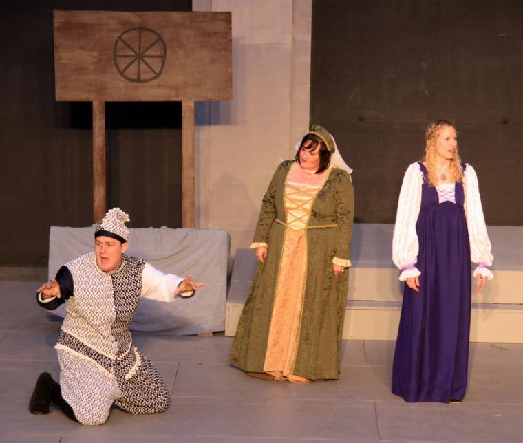 Chris Lerch, Mollie Schmelzer, and Sarah Wallace in The Comedy of Errors