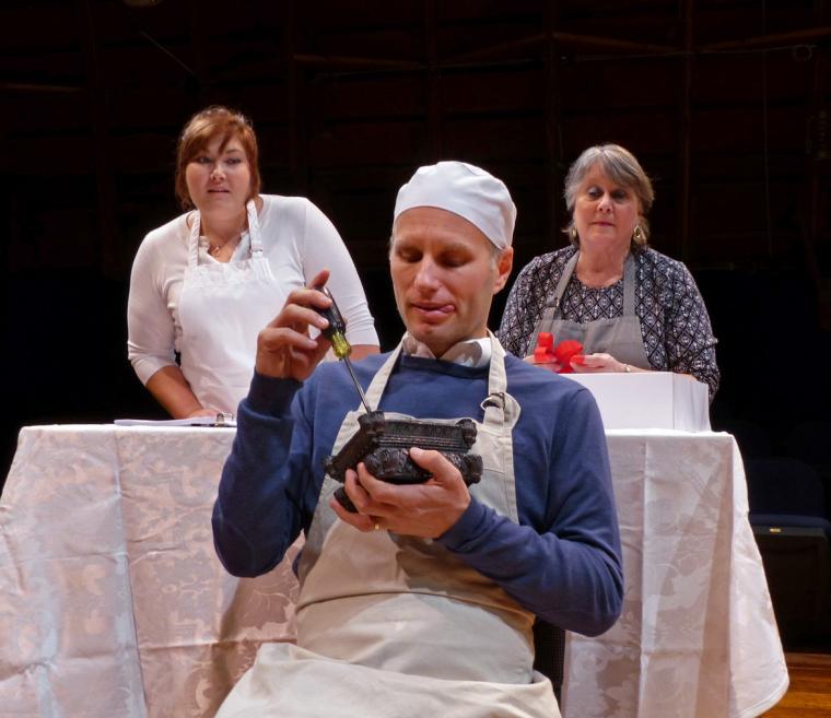 Lindsay Achenbach, Jonathan Grafft, and Vicki Deusinger in Flowers for Algernon