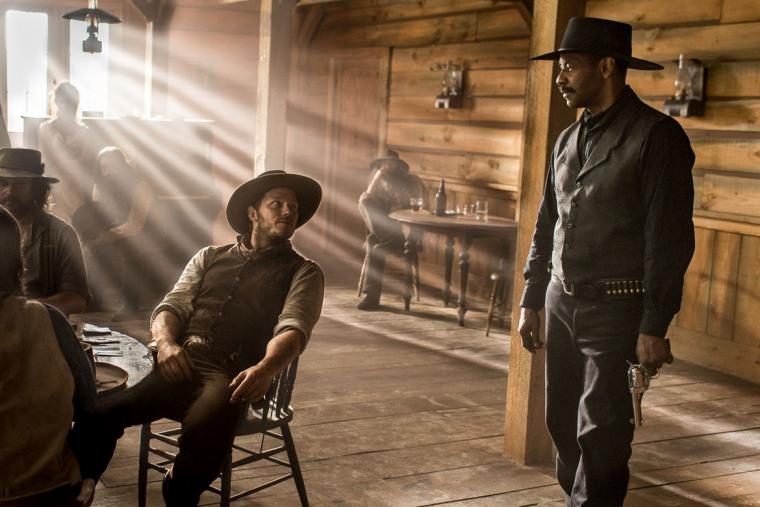 Chris Pratt and Denzel Washington in The Magnificent Seven