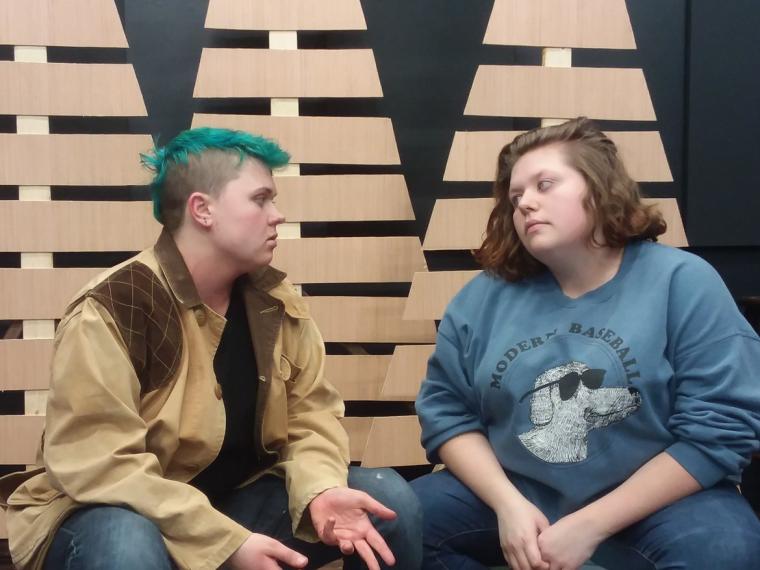 Makis Witt and Paxton Loquist in Scott Community College's Almost, Maine