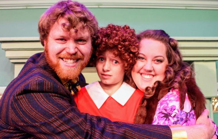 Ian Sodawasser, Emily Winn, and Kailey Ackermann in Annie