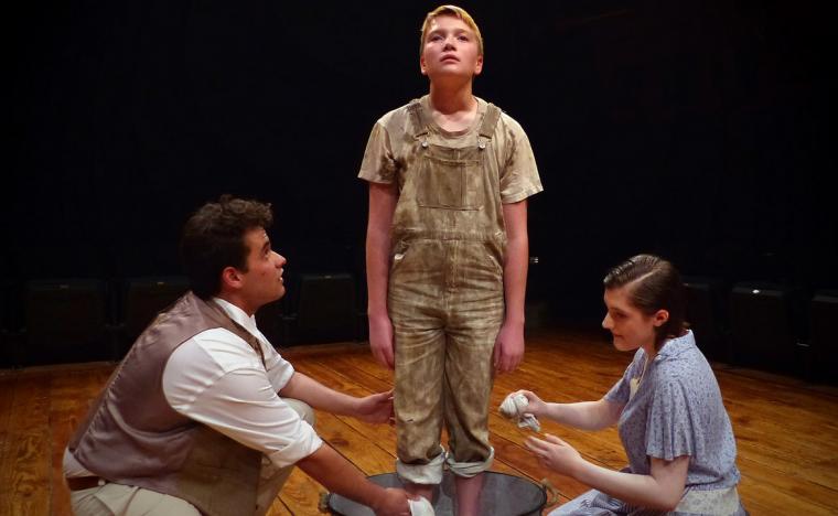 Adam Sanders, Colin McConville, and Faith Douglas in The Diviners