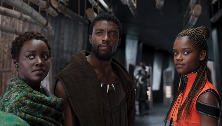 Lupita Nyong'o, Chadwick Boseman, and Letitia Wright in Black Panther