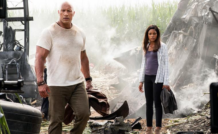 Dwayne Johnson and Naomie Harris in Rampage