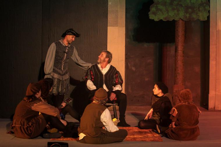 Matt Walsh, Pat Flaherty, and ensemble members in As You Like It