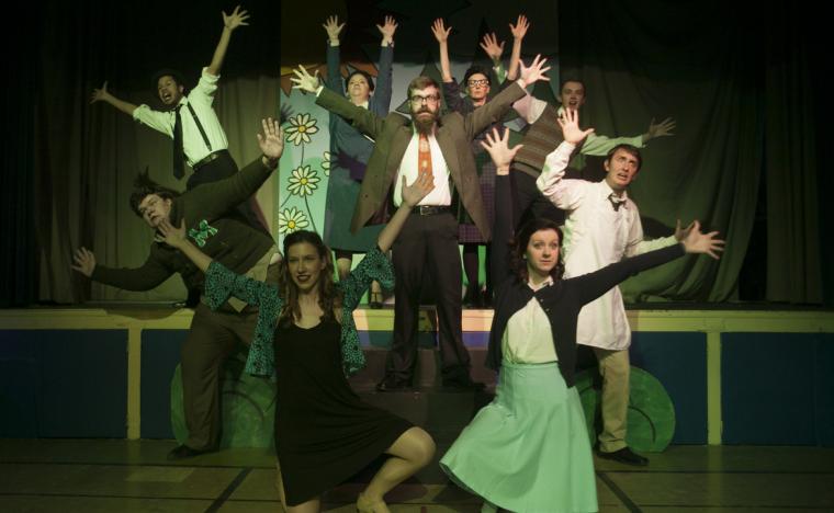 T.J. Green, Michael Alexander, Jo Vasquez, Becca Brazel, Andy Curtiss, Sara Kutzli, Becca Johnson, Joe Oliger, and Michael Byrne in Reefer Madness