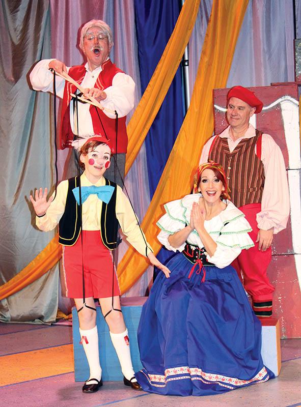 Tom Walljasper, Brennan Hampton, Deb Kennedy, and Brad Hauskins in Pinocchio