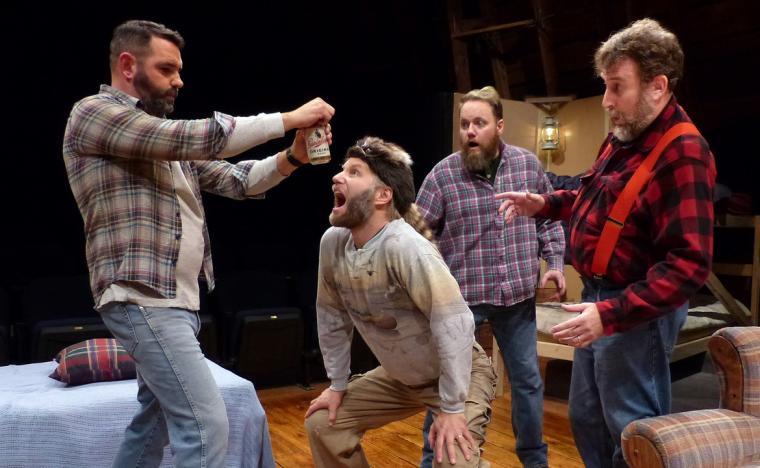 Nathan Johnson, Jonathan Grafft, Justin Raver, and Gary Talsky in the Richmond Hill Barn Theatre's Escanaba in da Moonlight