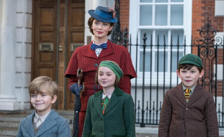 Joel Dawson, Emily Blunt, Pixie Davies, and Nathaneal Saleh in Mary Poppins Returns