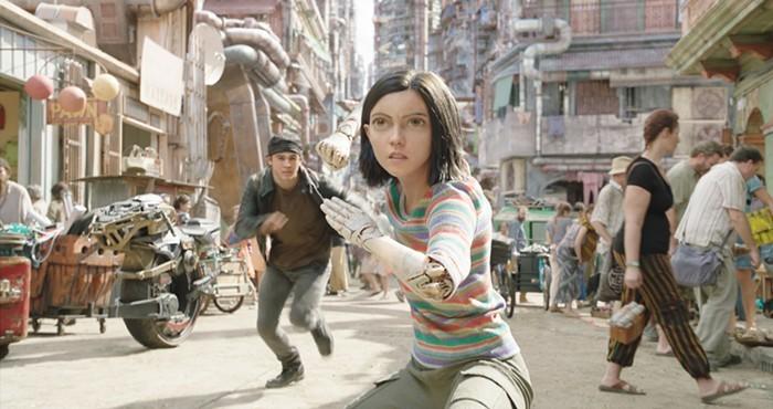 Keean Johnson and Rosa Salazar in Alita: Battle Angel