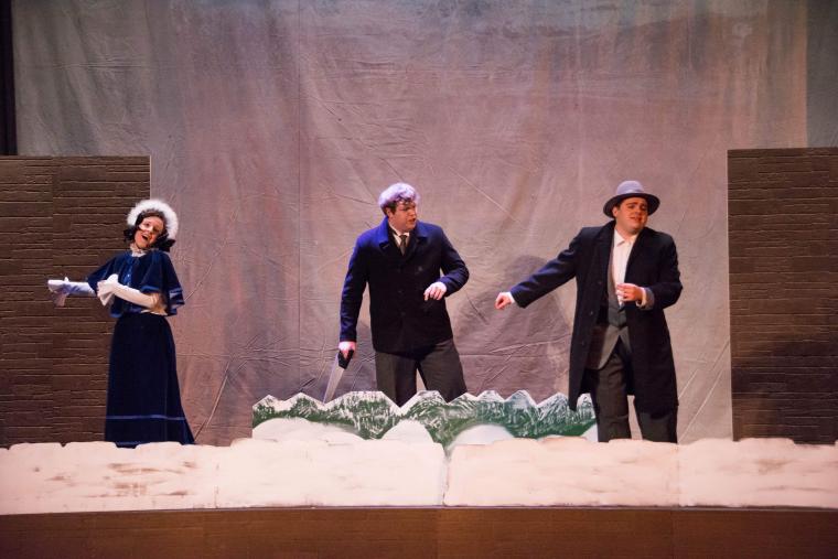 Amelia Fischer, Ian Sodawasser, and Brett Mutter in A Gentleman's Guide to Love & Murder