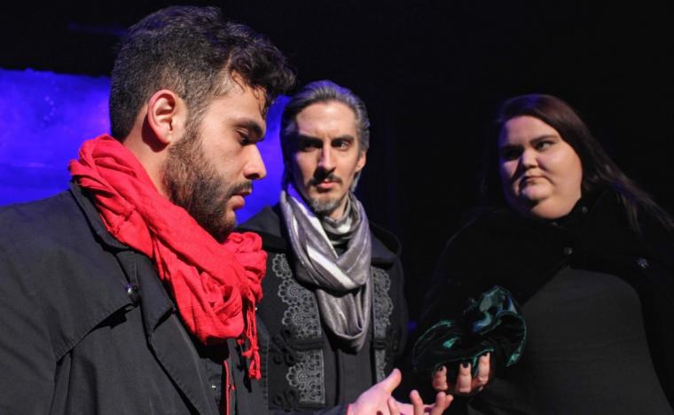 Adam Sanders, Adam Beck, and Marissa Elliott in Jesus Christ Superstar