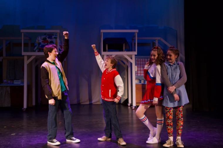 Croix Baker, Brennan Hampton, Bella Kuta, and Molly Ahern in Big: The Musical