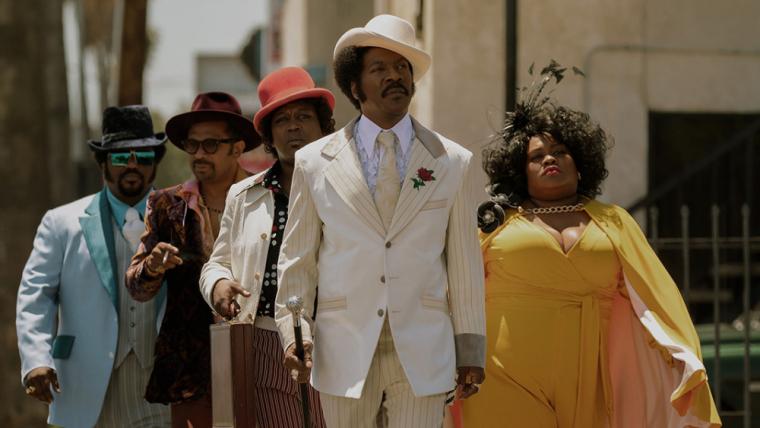 Craig Robinson, Mike Epps, Tituss Burgess, Eddie Murphy, and Da'Vine Joy Randolph in Dolemite Is My Name