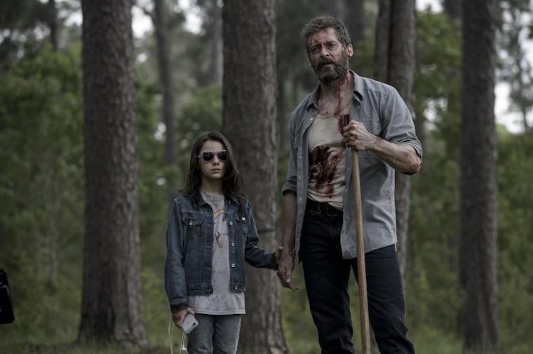 Elizabeth Rodriguez and Hugh Jackman in Logan