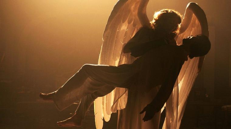 Emma Thompson and Justin Kirk in Angels in America