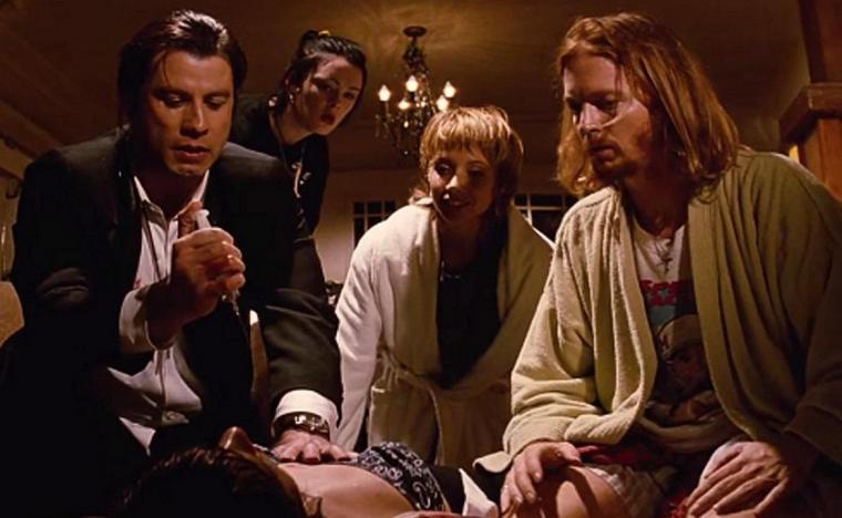 John Travolta, Uma Thurman, Bronagh Gallagher, Rosanna Arquette, and Eric Stoltz in Pulp Fiction