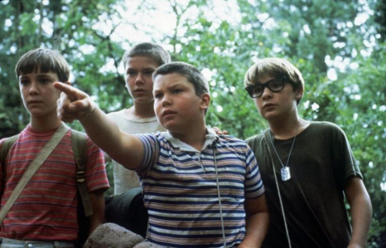 Wil Wheaton, River Phoenix, Jerry O'Connell, and Corey Feldman in Stand by Me