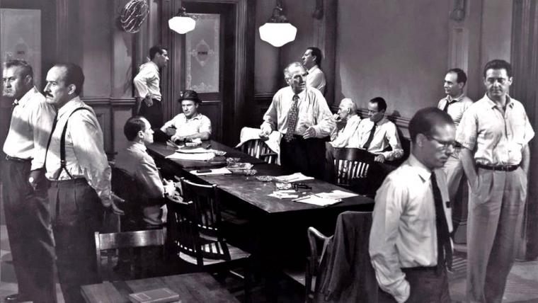 Lee J. Cobb, George Voscovec, E.G. Marshall, Robert Webber, Jack Warden, Ed Begley, Jack Klugman, Joseph Sweeney, Henry Fonda, John Fiedler, Martin Balsam, and Edward Binns in 12 Angry Men