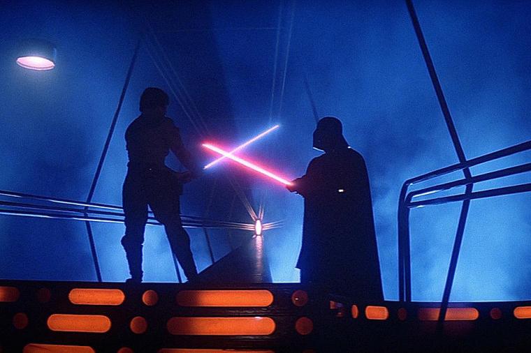 Mark Hamill and David Prowse in The Empire Strikes Back