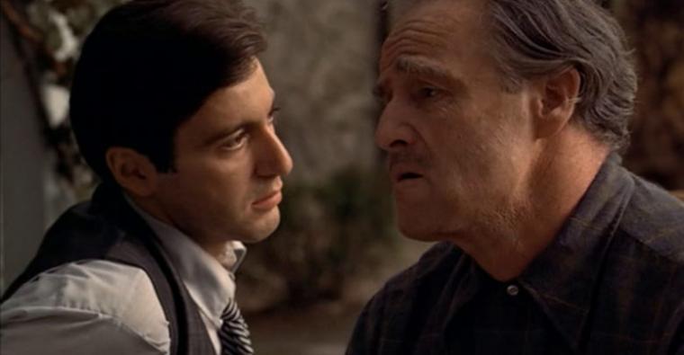 Al Pacino and Marlon Brando in The Godfather