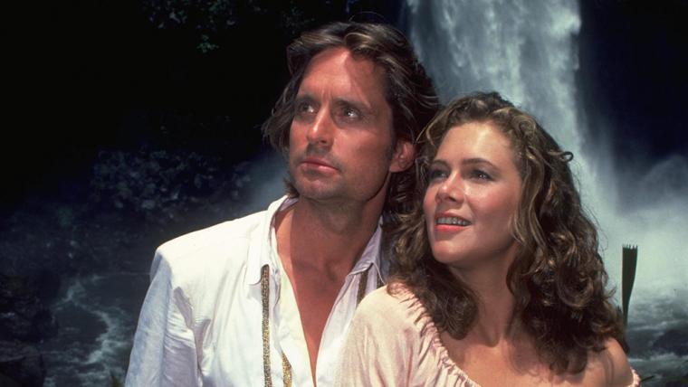 Michael Douglas and Kathleen Turner in Romancing the Stone