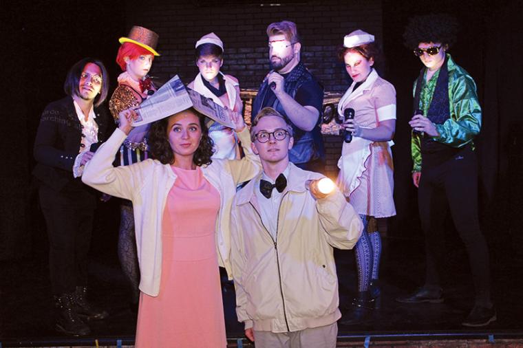 Micah Bernas, Victoria House, Savannah Strandin, Sydney Dexter, Joseph Lasher, Nicholas Munson, Kirsten Sindelar, and Cole Bizarri in The Rocky Horror Show