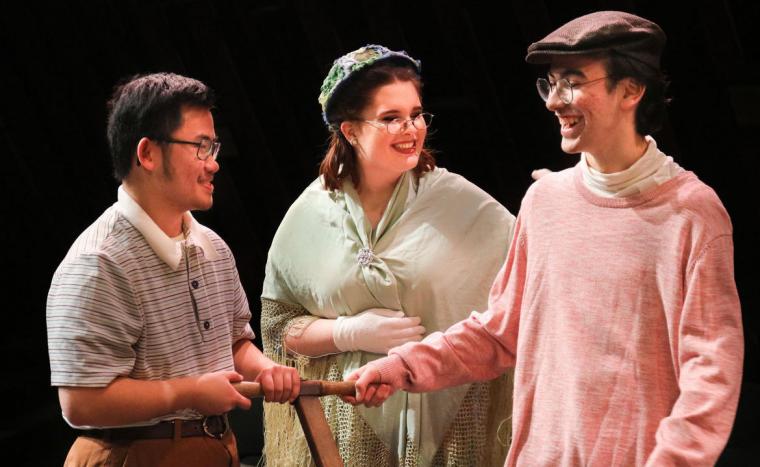 Nolan Schoenle, Jenya Loughney, and Ghazy Mahamid in The Boxcar Children
