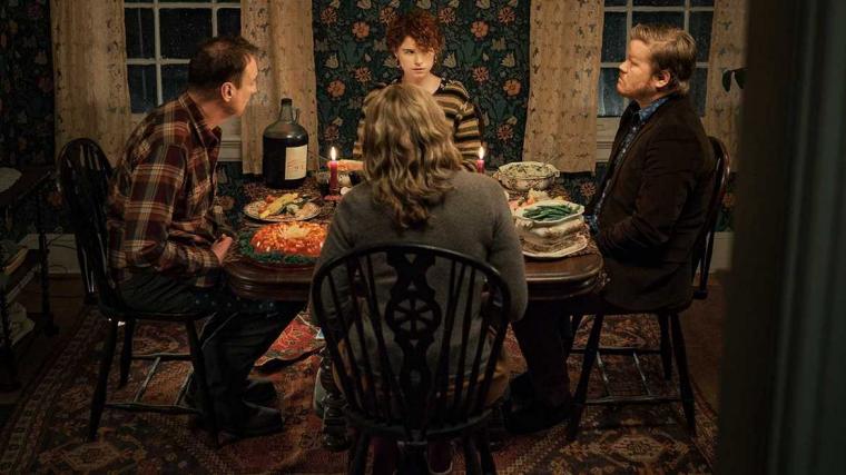 David Thewlis, Toni Collette, Jessie Buckley, and Jesse Plemons in I'm Thinking of Ending Things