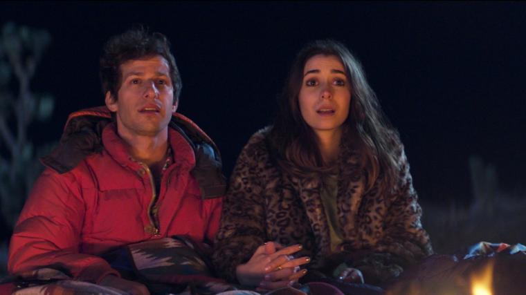 Andy Samberg and Cristin Milioti in Palm Springs