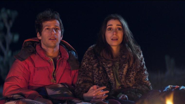 Andy Samberg and Cristin Milioti in Palm Springs