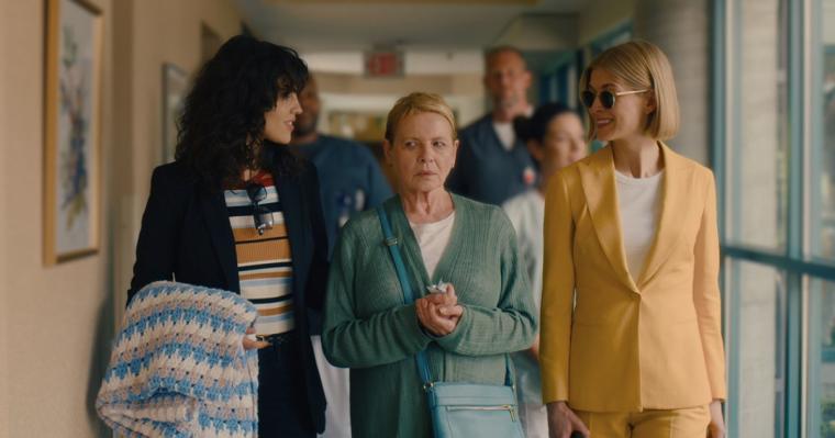 Eiza Gonzalez, Dianne Wiest, and Rosamund Pike in I Care a Lot