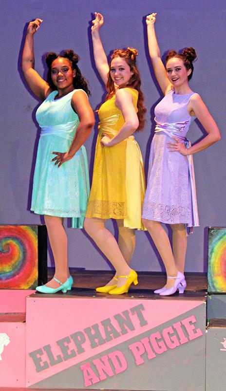 Kira Rangel, Ellie Larson, and Savannah Bay Strandin in "Elephant & Piggie's 'We Are in a Play!'"