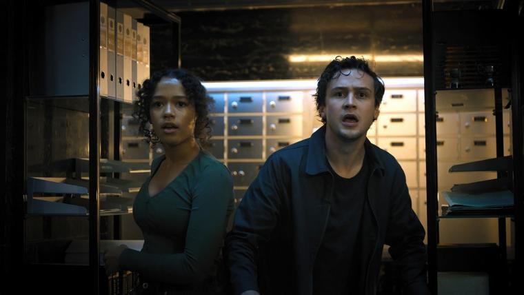 Taylor Russell and Logan Miller in Escape Room: Tournament of Champions
